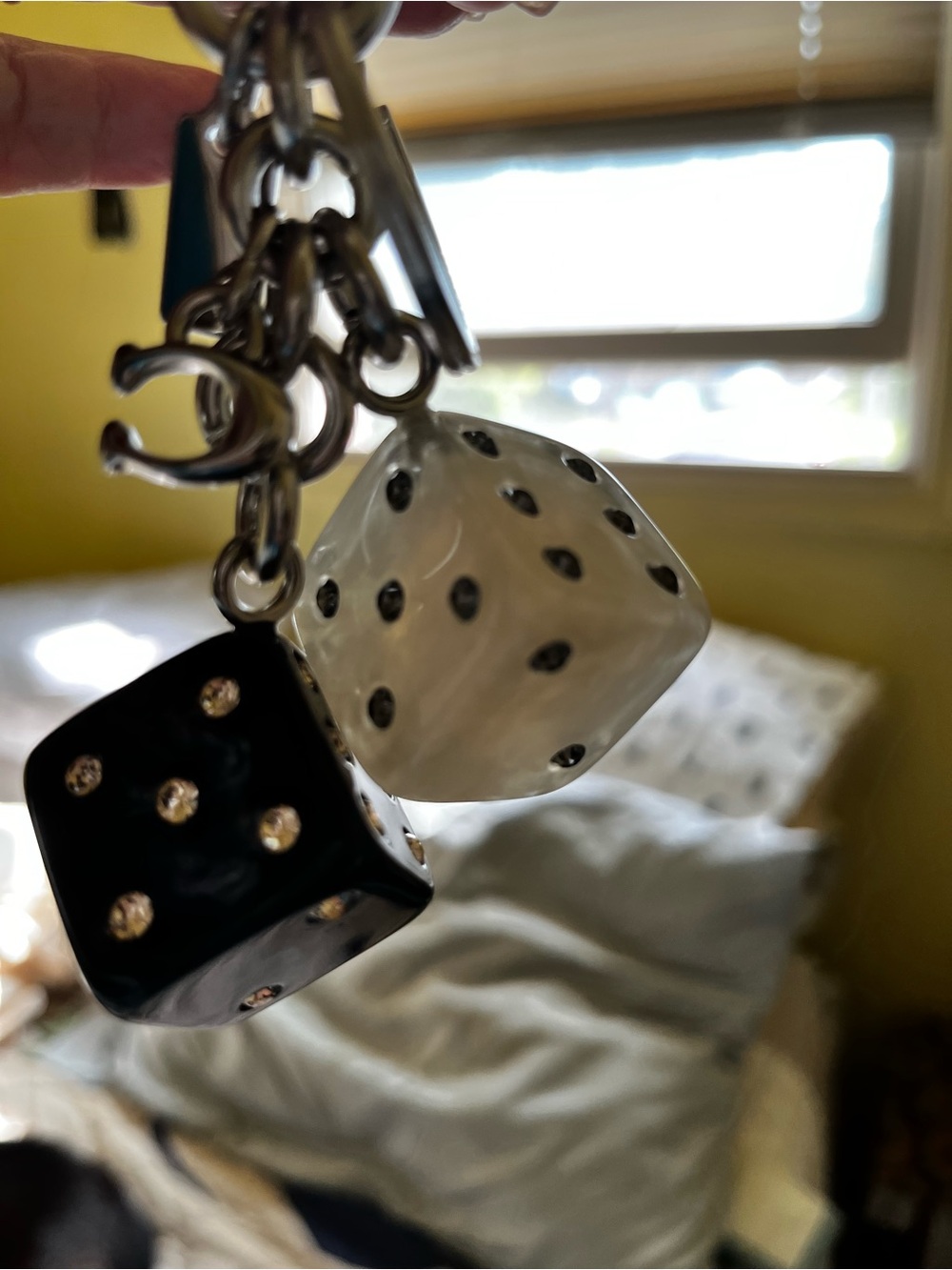Coach Black and White Dice Keychain Charm